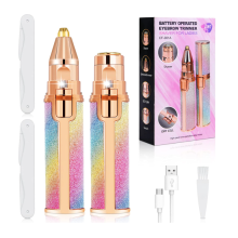 Facial Hair Remover for Women, 2 in 1 Eyebrow Trimmer & Face Hair Removal, gold