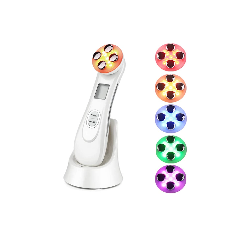 Chronus White 5 In 1 Radio Frequency Skin Tightening Machine, Led Photon Skin Rejuvenation Remover Wrinkle Care Device,