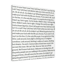 Canvas Print Only Lyrics To Big Time Rush Wall Art Poster Room Decor 18x18 inch No Frame