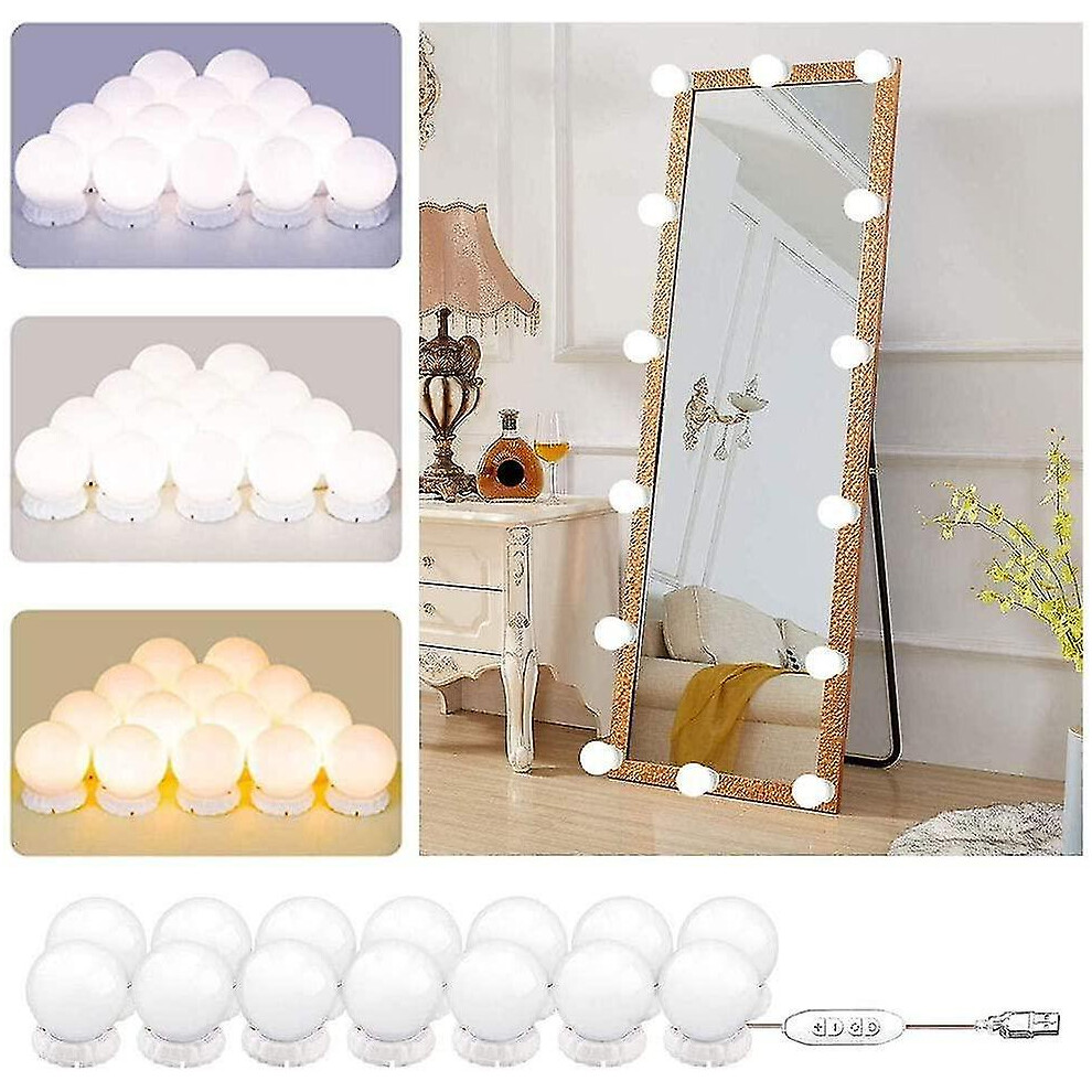 Diy Hollywood Style Led Vanity Makeup Mirror Lights With 14 Globe Bulbs