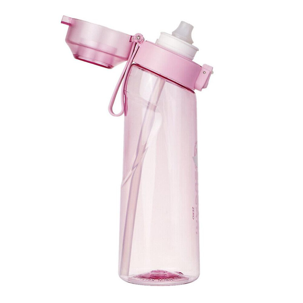 (Pink bottle and 1Random taste) Water Bottle Taste Pod 650ml Air Fruit Fragrance Flavored Water Bottle