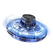 (Blue) Hand Operated Mini Drones, Fidget Flying Spinner With Lights, Ufo Drone Flying Toys, Cool Stuff Gadgets