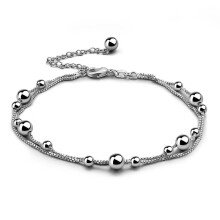 Wabjtam 925 Sterling Silver Double Box Chain Foot Chain Barefoot Beach Jewelry 28cm