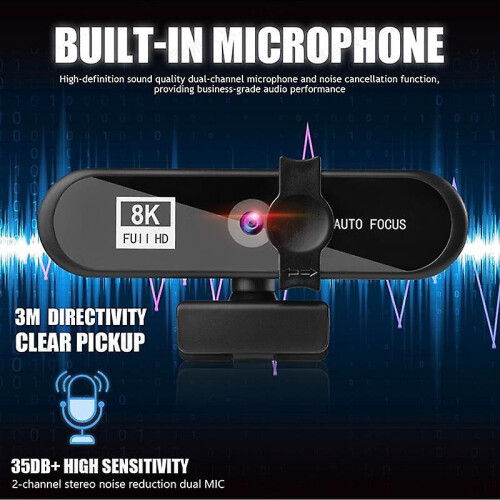 Chronus Webcam 8K with con Microphone, Full HD Webcam PC Web Camera USB 2.0, Streaming Webcam Web Camera Noise Reduction (black) 2