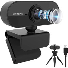 Chronus 1080P Webcam, microfone, USB, plug and play, tampa de privacidade, para PC, laptop e videochamadas (Preto)