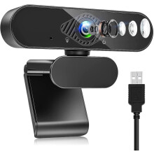 Chronus 1080P Webcam, microfone, USB, para PC, Mac, Laptop, ideal para videochamadas e streaming (Preto)