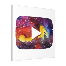 Canvas Print Only YouTube Play Button Space Wall Art Poster Room Decor 18x18 inch No Frame