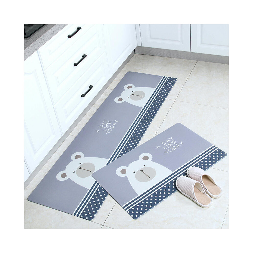 (Bears, 45cm*150cm (perfect edge)) Cross -Border Kitchen Floor Pad Waterproof Oil -Proof Leather PU Carpet Non -Slip Foot Pad Cartoon PVC Pad