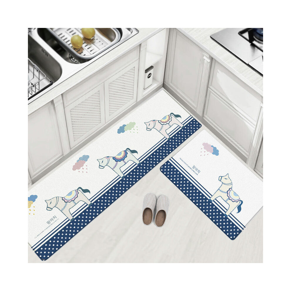 (pony, 45cm*180cm (perfect edge)) Cross -Border Kitchen Floor Pad Waterproof Oil -Proof Leather PU Carpet Non -Slip Foot Pad Cartoon PVC Pad