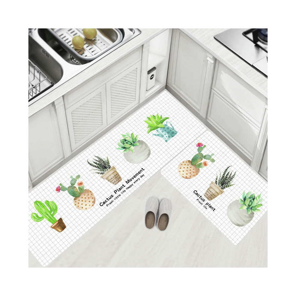 (Plant, 45cm*180cm (perfect edge)) Cross -Border Kitchen Floor Pad Waterproof Oil -Proof Leather PU Carpet Non -Slip Foot Pad Cartoon PVC Pad