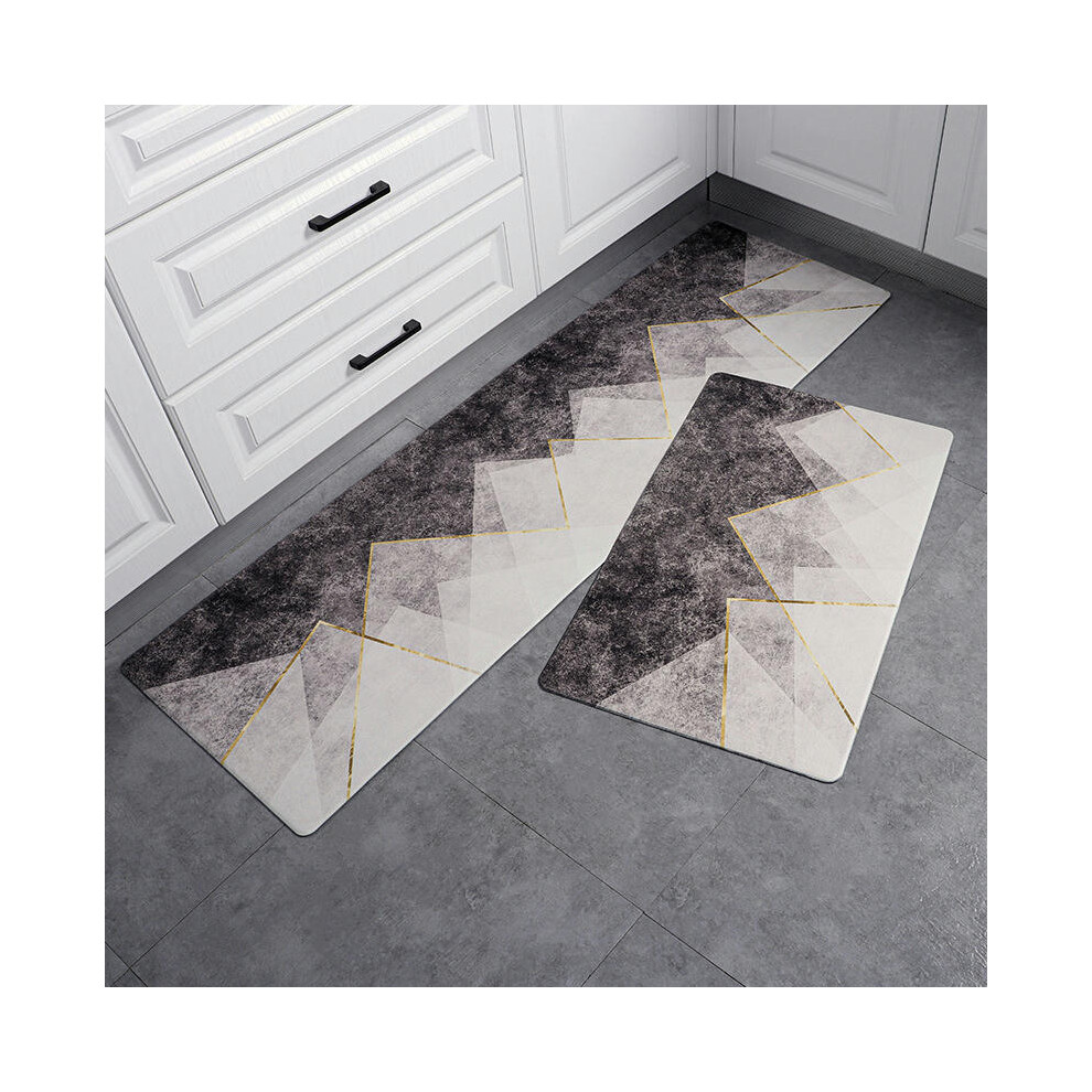 (Gray Zone (new product), 45cm*75cm (perfect edge)) Cross -Border Kitchen Floor Pad Waterproof Oil -Proof Leather PU Carpet Non -Slip Foot Pad Cartoon