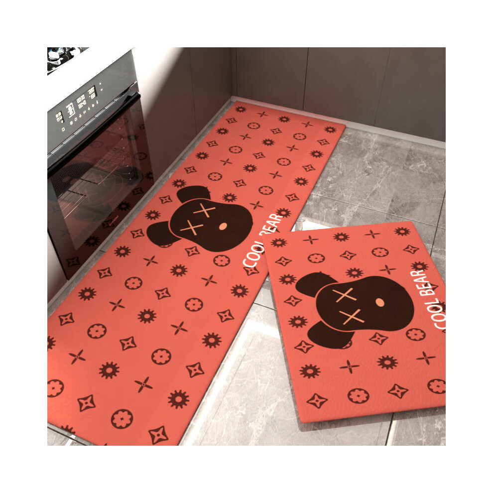 (Emma Bear-Cool, 45cm*120cm (perfect edge)) Cross -Border Kitchen Floor Pad Waterproof Oil -Proof Leather PU Carpet Non -Slip Foot Pad Cartoon PVC Pad