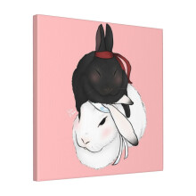 Canvas Print Only Wang Xian Bunnies Wall Art Poster Room Decor 18x18 inch No Frame