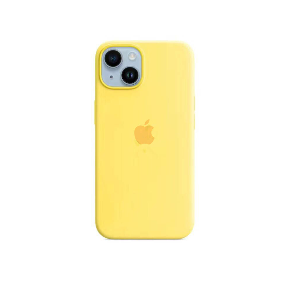 (Light Yellow) Liquid silicone case for iPhone14, Magsafe, soft to touch