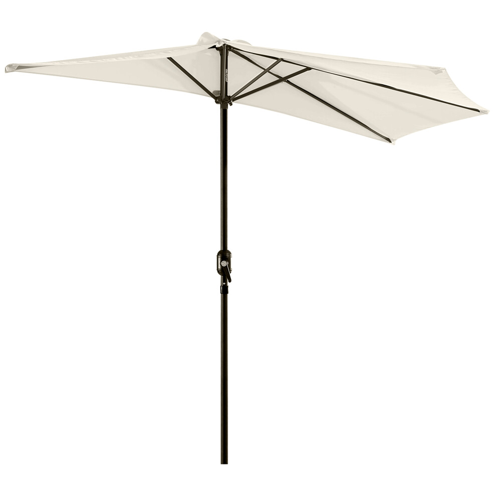 2.3m Half Round Parasol Umbrella Balcony Metal Frame Outdoor w/ Crank NO BASE