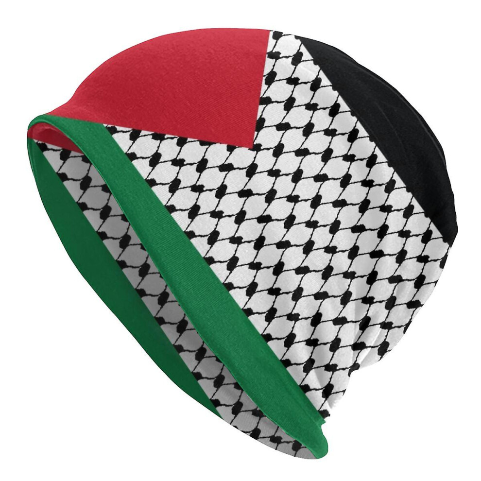 (1) Palestine Flag Beanie Winter Warm Skullies Beanies Hats Adult Palestinian Hatta Kufiya Keffiyeh Pattern Knitting Bonnet Cap