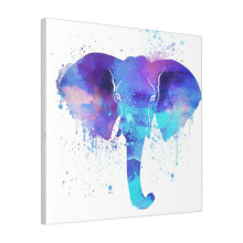 Canvas Print Only Watercolor Elephant Bright Blue And Purple Elephant Art Wall Art Poster Room Decor 18x18 inch No Frame