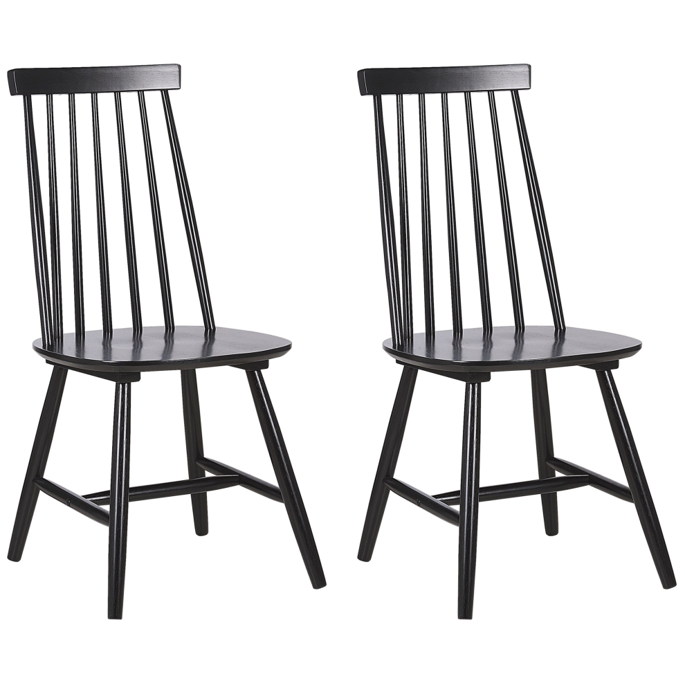 Set of 2 Dining Chairs BURBANK Wood Black