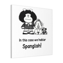 Canvas Print Only In This Casa We Hablar Spanglish Wall Art Poster Room Decor 18x18 inch No Frame