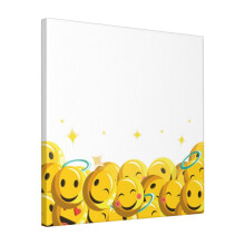 Canvas Print Only Happy Expression Emoticon Illustration Pattern Wall Art Poster Room Decor 18x18 inch No Frame