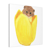 Canvas Print Only Mouse In A Tulip Wall Art Poster Room Decor 18x18 inch No Frame
