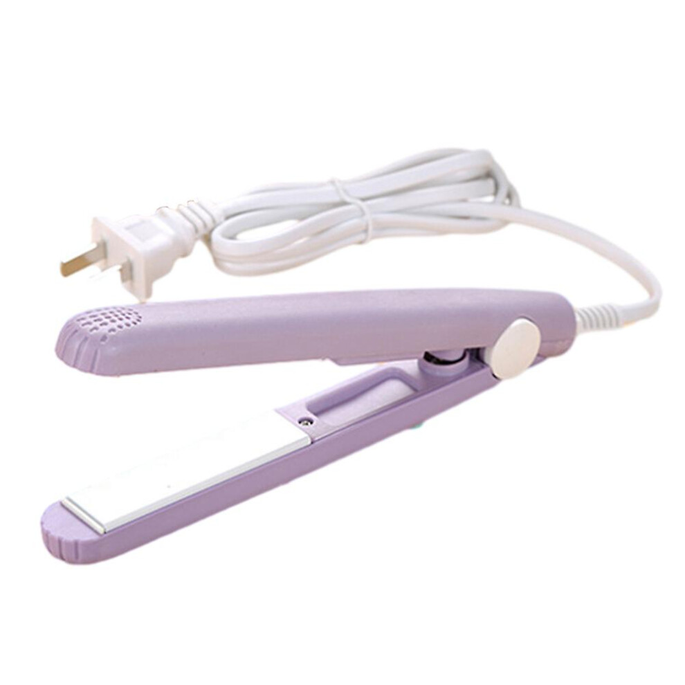 (Purple) Dual-purpose Mini Curling Iron Straight Clip Portable Lightweight Hair Flat Iron For Home Travel