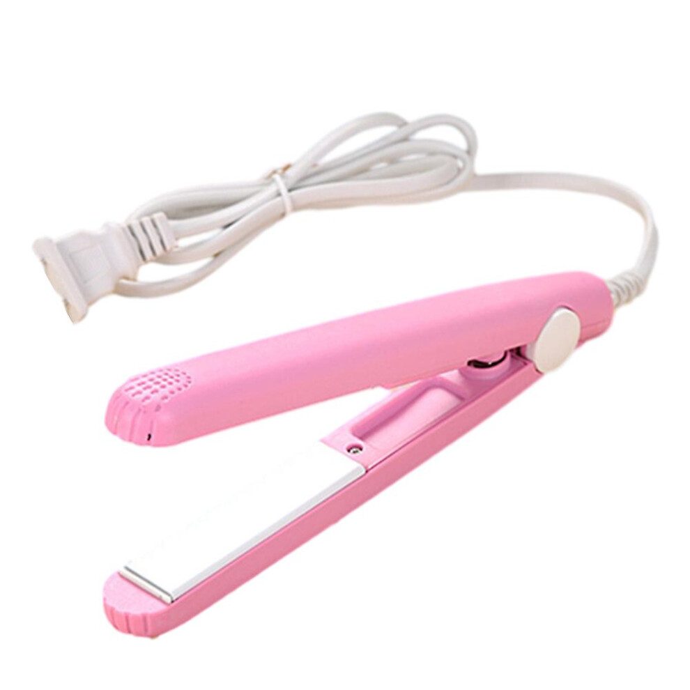 (Pink) Dual-purpose Mini Curling Iron Straight Clip Portable Lightweight Hair Flat Iron For Home Travel