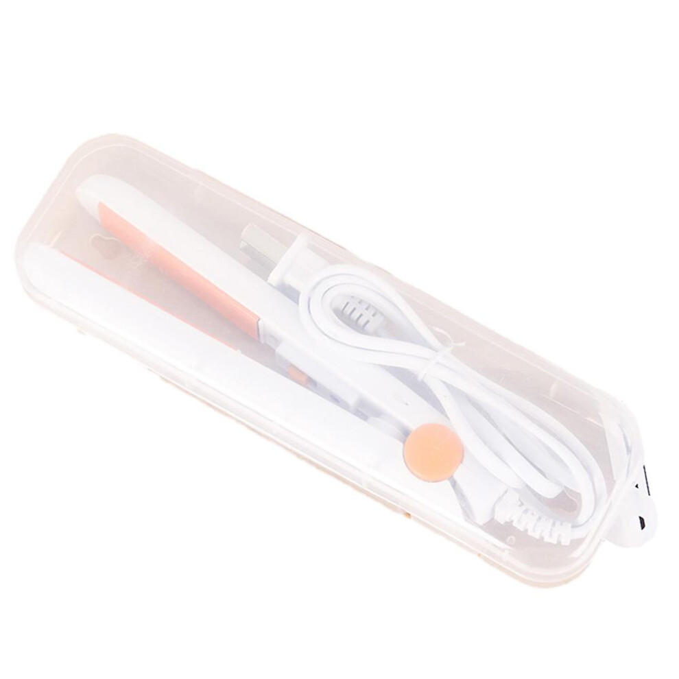 (Orange) Dual-purpose Mini Curling Iron Straight Clip Portable Lightweight Hair Flat Iron For Home Travel