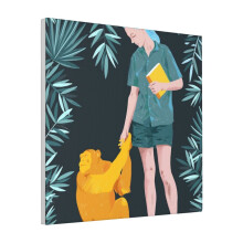 Canvas Print Only Jane And Fifi - Tribute Illustration Jane Goodall Wall Art Poster Room Decor 18x18 inch No Frame