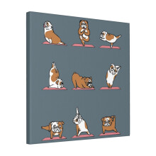 Canvas Print Only English Bulldog Yoga Wall Art Poster Room Decor 18x18 inch No Frame