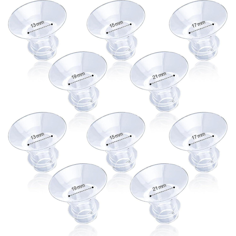10pcs Flange Inserts, 13/15/17/19/21mm Silicone Breast Pump Flange Insert Wearable Breast Pump Accessories Compatible With Medela/spectra/tsrete/momco