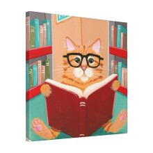 Canvas Print Only The Library Cat Wall Art Poster Room Decor 18x18 inch No Frame