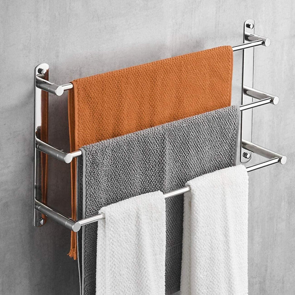 Sunrain Towel Holder, 304 Stainless Steel Towel Rail Shelf 3 Rods, 40 Cm Wall Mounted Bathroom Tow-1054