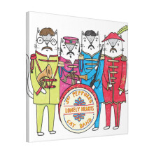 Canvas Print Only SGT Peppurr's Lonely Hearts Cats Band Wall Art Poster Room Decor 18x18 inch No Frame