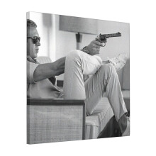 Canvas Print Only Steve McQueen With Gun Wall Art Poster Room Decor 18x18 inch No Frame