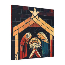 Canvas Print Only Humble Nativity Mosaic Wall Art Poster Room Decor 18x18 inch No Frame