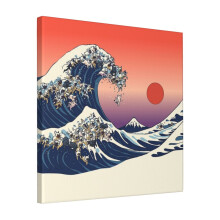 Canvas Print Only The Great Wave Of French Bulldog Wall Art Poster Room Decor 18x18 inch No Frame
