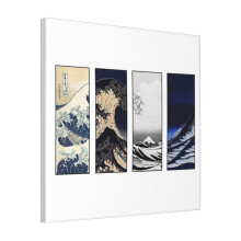 Canvas Print Only Great Wave Off Kanagawa Color Glitch Wall Art Poster Room Decor 18x18 inch No Frame