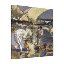 Canvas Print Only Joaquin Sorolla Y Bastida - Beach Of Valencia By Morning Light Wall Art Poster Room Decor 18x18 inch No Frame