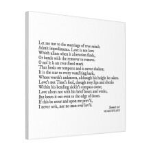Canvas Print Only William Shakespeare - Sonnet 116 Let Me Not To The Marriage Of True Minds Wall Art Poster Room Decor 18x18 inch No Frame