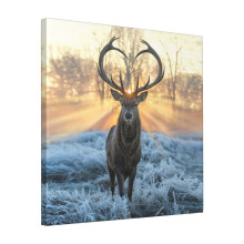 Canvas Print Only Valentines Stag, Love You Deer With Heart Antlers Wall Art Poster Room Decor 18x18 inch No Frame