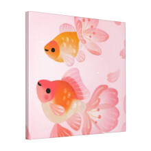 Canvas Print Only Cherry Blossom Goldfish 1 Wall Art Poster Room Decor 18x18 inch No Frame