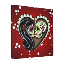 Canvas Print Only Ashes - Day Of The Dead Couple - Sugar Skull Lovers Wall Art Poster Room Decor 18x18 inch No Frame