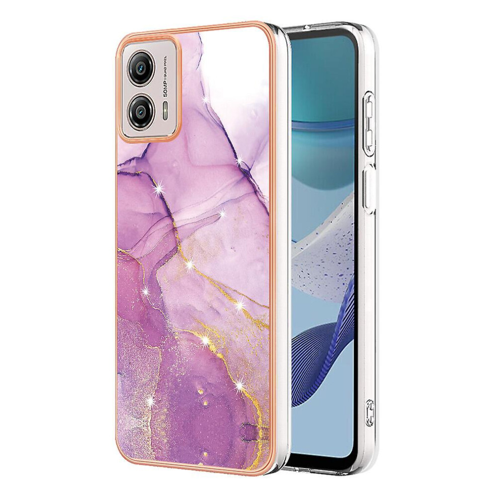 (Violet ) Compatible With Motorola Moto G53 Case Marble Pattern Hard Pu Protective Shockproof Bumper Soft Slim Tpu Case For Motorola Moto G53 Pink 9152243166898