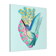 Canvas Print Only Hummingbird Heart Wall Art Poster Room Decor 18x18 inch No Frame