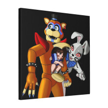 Canvas Print Only FNAF Security Breach Glam Rock Freddy, Gregory And Vanny Wall Art Poster Room Decor 18x18 inch No Frame