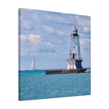 Canvas Print Only Ludington Lighthouse Wall Art Poster Room Decor 18x18 inch No Frame