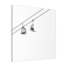 Canvas Print Only Ski Lift Black And White Wall Art Poster Room Decor 18x18 inch No Frame