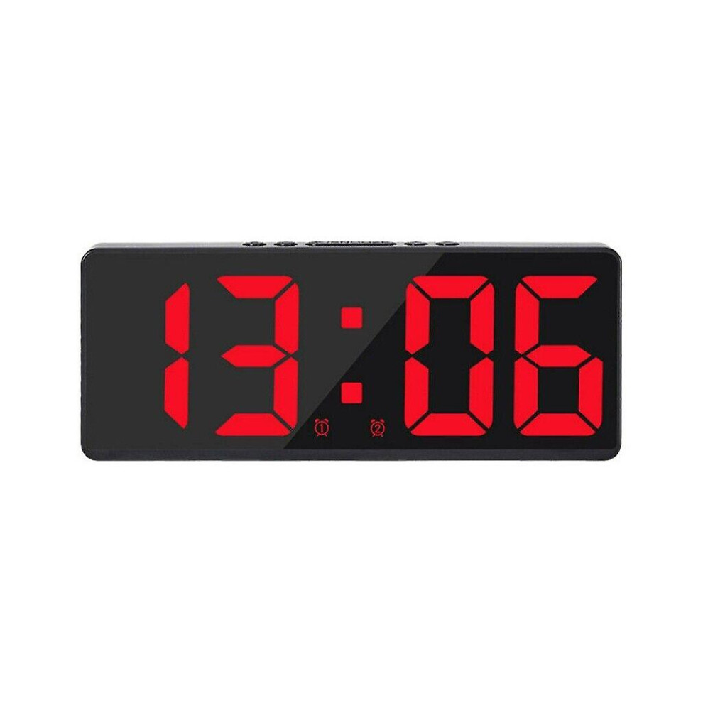 (Red light) Electric Digital Led Alarm Clock Mains Battery Mirror Temperature Display New