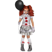 (XL) Clown Costume For Girls Halloween Scary Clown Costume